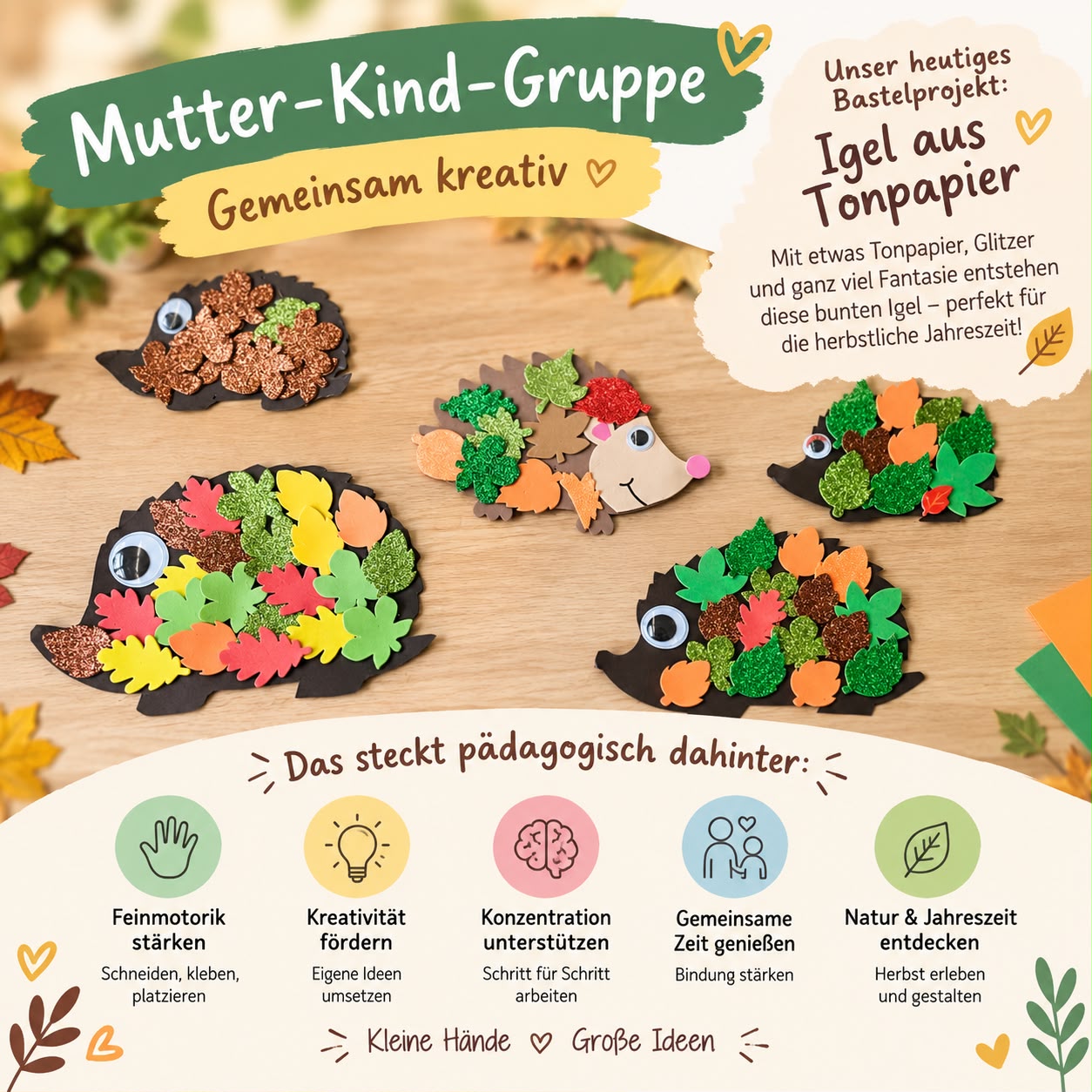 Herbstliche Igel-Bastelaktion in der MuKi Veermoor